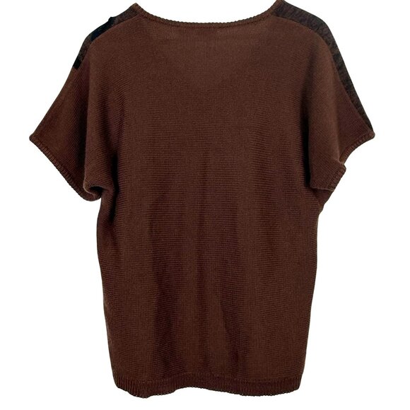 Vtg Campus Casuals Women's V-neck Knit Sweater Sz Medium Leaf Pattern Textured - Picture 8 of 8